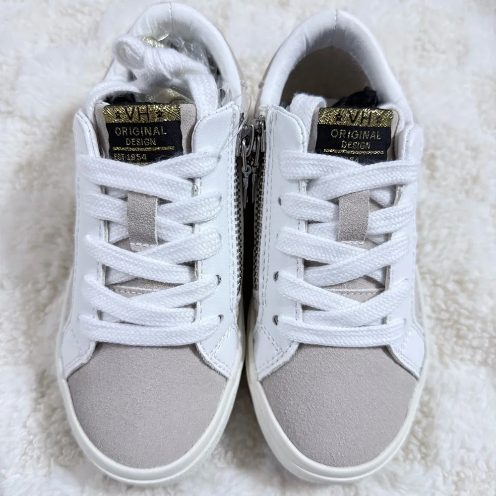Vintage Havana GOLD STAR WHITE LACED TAUPE CROCO LOW TOP New size 10 Toddler